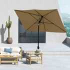 Outsunny 2 x 3(m) Garden Parasol Rectangular Market Umbrella W/ Crank Brown