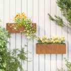 vidaXL Wall Planters 2 Pcs Rusty Corten Steel 53X10X17cm