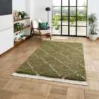 Boho Green Rectangle 160 x 230cm Polypropylene Berber 5413