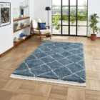 Boho Blue Rectangle 120 x 170cm Polypropylene Berber 5413