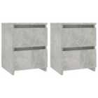 Vidaxl Bedside Cabinets 2 Pcs Concrete Grey 30X30X40 Cm Engineered Wood