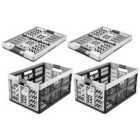 Keeeper Set Of 2 Soft-touch Handles Folding Box 45 Litre With Lid