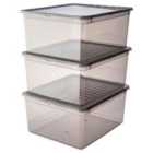 Keeeper Set Of 3 Storage Boxes 18 Litre With Lid And Air Control System
