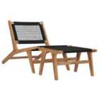 vidaXL Sun Lounger w/ Footrest Solid Teak Wood and Rope