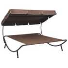 vidaXL Outdoor Lounge Bed w/ Canopy Brown