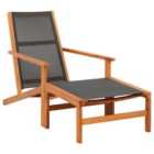 vidaXL Garden Chair with Footrest Solid Eucalyptus Wood and Textilene