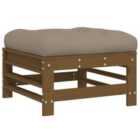vidaXL Garden Footstool with Cushion Honey Brown Solid Wood Pine