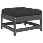 vidaXL Garden Footstool With Cushion Grey Solid Wood Pine