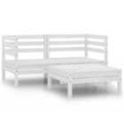 vidaXL 3 Piece Garden Lounge Set Solid Pinewood White