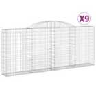 vidaXL Arched Gabion Baskets 9 pcs 300x30x120/140 cm Galvanised Iron