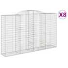 vidaXL Arched Gabion Baskets 8 pcs 300x50x180/200 cm Galvanised Iron
