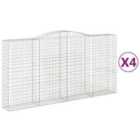 vidaXL Arched Gabion Baskets 4 pcs 400x50x200/220 cm Galvanised Iron