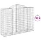 vidaXL Arched Gabion Baskets 25 pcs 200x50x140/160 cm Galvanised Iron
