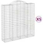vidaXL Arched Gabion Baskets 5 pcs 200x50x200/220 cm Galvanised Iron