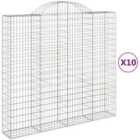 vidaXL Arched Gabion Baskets 10 pcs 200x50x180/200 cm Galvanised Iron