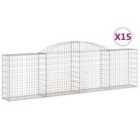 vidaXL Arched Gabion Baskets 15 pcs 300x30x80/100 cm Galvanised Iron