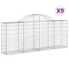 vidaXL Arched Gabion Baskets 9 pcs 200x30x80/100 cm Galvanised Iron