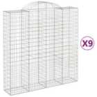 vidaXL Arched Gabion Baskets 9 pcs 200x50x200/220 cm Galvanised Iron