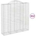 vidaXL Arched Gabion Baskets 12 pcs 200x50x200/220 cm Galvanised Iron