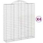 vidaXL Arched Gabion Baskets 4 pcs 200x50x220/240 cm Galvanised Iron
