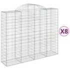 vidaXL Arched Gabion Baskets 8 pcs 200x50x160/180 cm Galvanised Iron