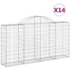 vidaXL Arched Gabion Baskets 14 pcs 200x30x100/120 cm Galvanised Iron