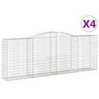 vidaXL Arched Gabion Baskets 4 pcs 400x50x140/160 cm Galvanised Iron