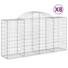 vidaXL Arched Gabion Baskets 8 pcs 200x50x100/120 cm Galvanised Iron