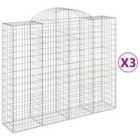 vidaXL Arched Gabion Baskets 3 pcs 200x50x160/180 cm Galvanised Iron