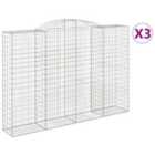 vidaXL Arched Gabion Baskets 3 pcs 300x50x200/220 cm Galvanised Iron