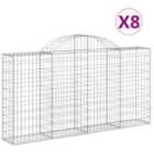 vidaXL Arched Gabion Baskets 8pc 200x30x100/120 cm Galvanised Iron