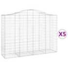 vidaXL Arched Gabion Baskets 5 pcs 200x50x140/160 cm Galvanised Iron