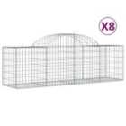 vidaXL Arched Gabion Baskets 8 pcs 200x50x60/80 cm Galvanised Iron