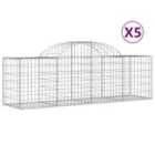 vidaXL Arched Gabion Baskets 5 pcs 200x50x60/80 cm Galvanised Iron