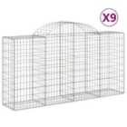 vidaXL Arched Gabion Baskets 9 pcs 200x50x100/120 cm Galvanised Iron