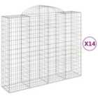 vidaXL Arched Gabion Baskets 14 pcs 200x50x160/180 cm Galvanised Iron