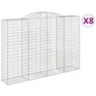 vidaXL Arched Gabion Baskets 8 pcs 300x50x200/220 cm Galvanised Iron