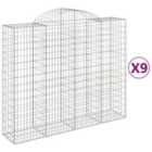 vidaXL Arched Gabion Baskets 9 pcs 200x50x160/180 cm Galvanised Iron