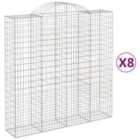 vidaXL Arched Gabion Baskets 8 pcs 200x50x200/220 cm Galvanised Iron