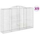 vidaXL Arched Gabion Baskets 9 pcs 300x50x180/200 cm Galvanised Iron