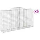 vidaXL Arched Gabion Baskets 9 pcs 300x50x160/180 cm Galvanised Iron
