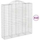 vidaXL Arched Gabion Baskets 10 pcs 200x50x200/220 cm Galvanised Iron