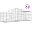 vidaXL Arched Gabion Baskets 4 pcs 200x50x60/80 cm Galvanised Iron