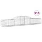 vidaXL Arched Gabion Baskets 15 pcs 300x50x40/60 cm Galvanised Iron