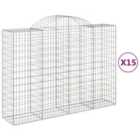 vidaXL Arched Gabion Baskets 15 pcs 200x50x140/160 cm Galvanised Iron