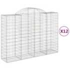 vidaXL Arched Gabion Baskets 12 pcs 200x50x140/160 cm Galvanised Iron