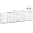 vidaXL Arched Gabion Baskets 30 pcs 300x30x80/100 cm Galvanised Iron