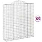 vidaXL Arched Gabion Baskets 5 pcs 200x50x220/240 cm Galvanised Iron