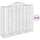 vidaXL Arched Gabion Baskets 10 pcs 200x50x160/180 cm Galvanised Iron
