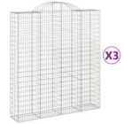 vidaXL Arched Gabion Baskets 3 pcs 200x50x220/240 cm Galvanised Iron